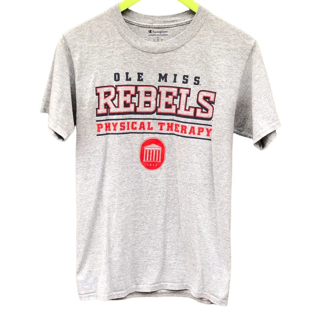 Champion Small Graphic Tee Ole Miss Rebels Physical Therapy Gray T-Shirt - Picture 2 of 6